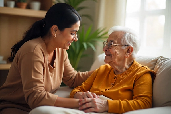 Caregiver with elderly patient