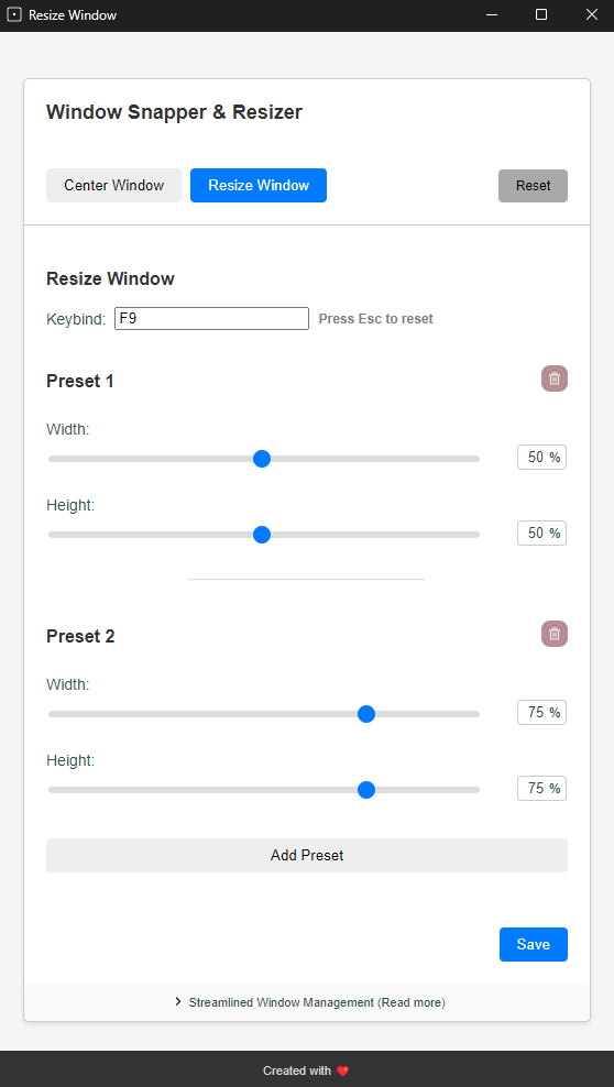 Resize Window