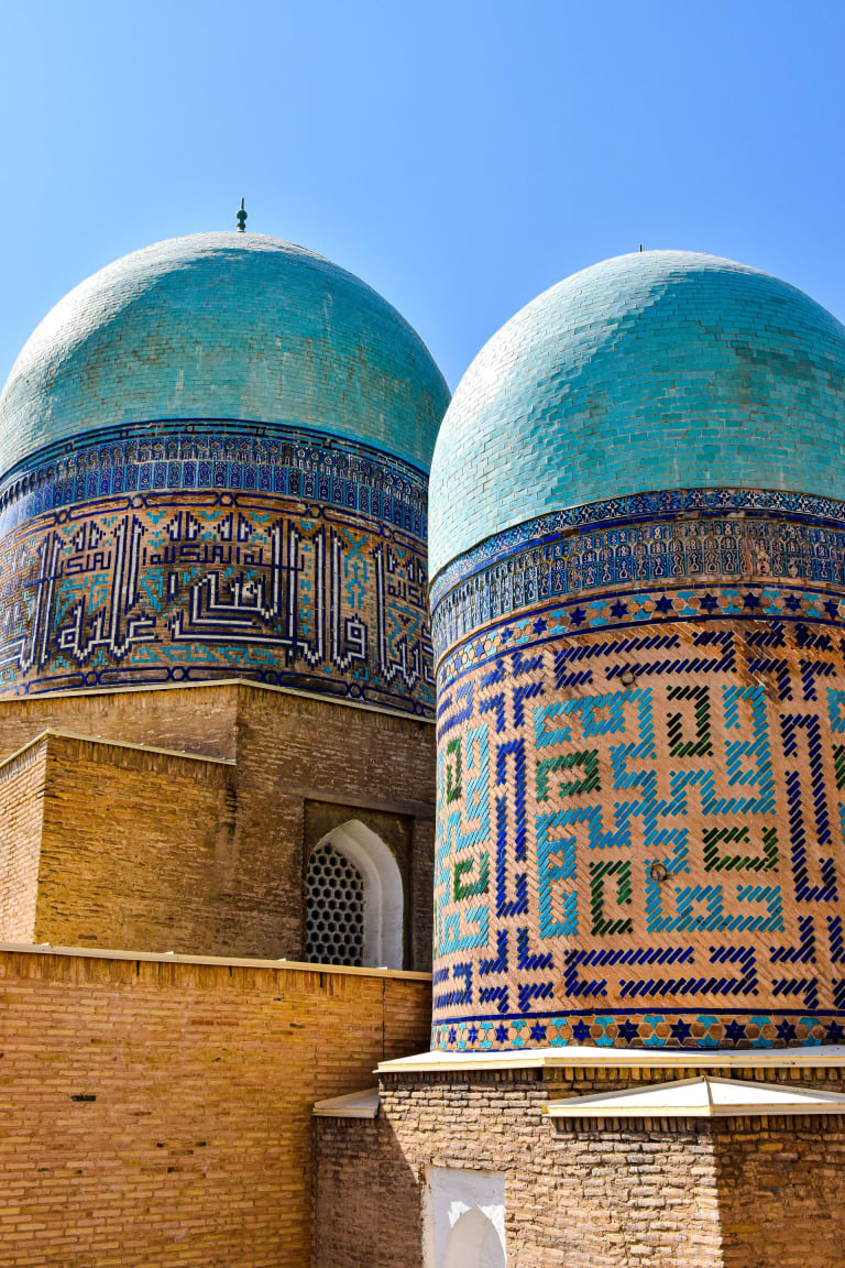 Blue-tiled mausoleums of the Shah-i-Zinda Necropolis, Samarkand, Uzbekistan