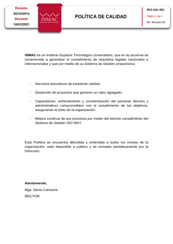 Politica de calidad ismac