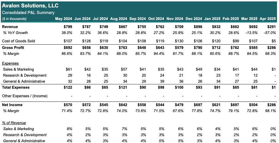 Summary P&L