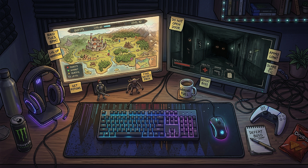 The Steam library at midnight