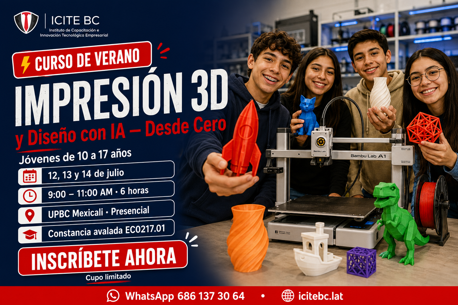 Curso de Verano: Impresión 3D y Diseño con IA — Desde Cero (Edición Juvenil)