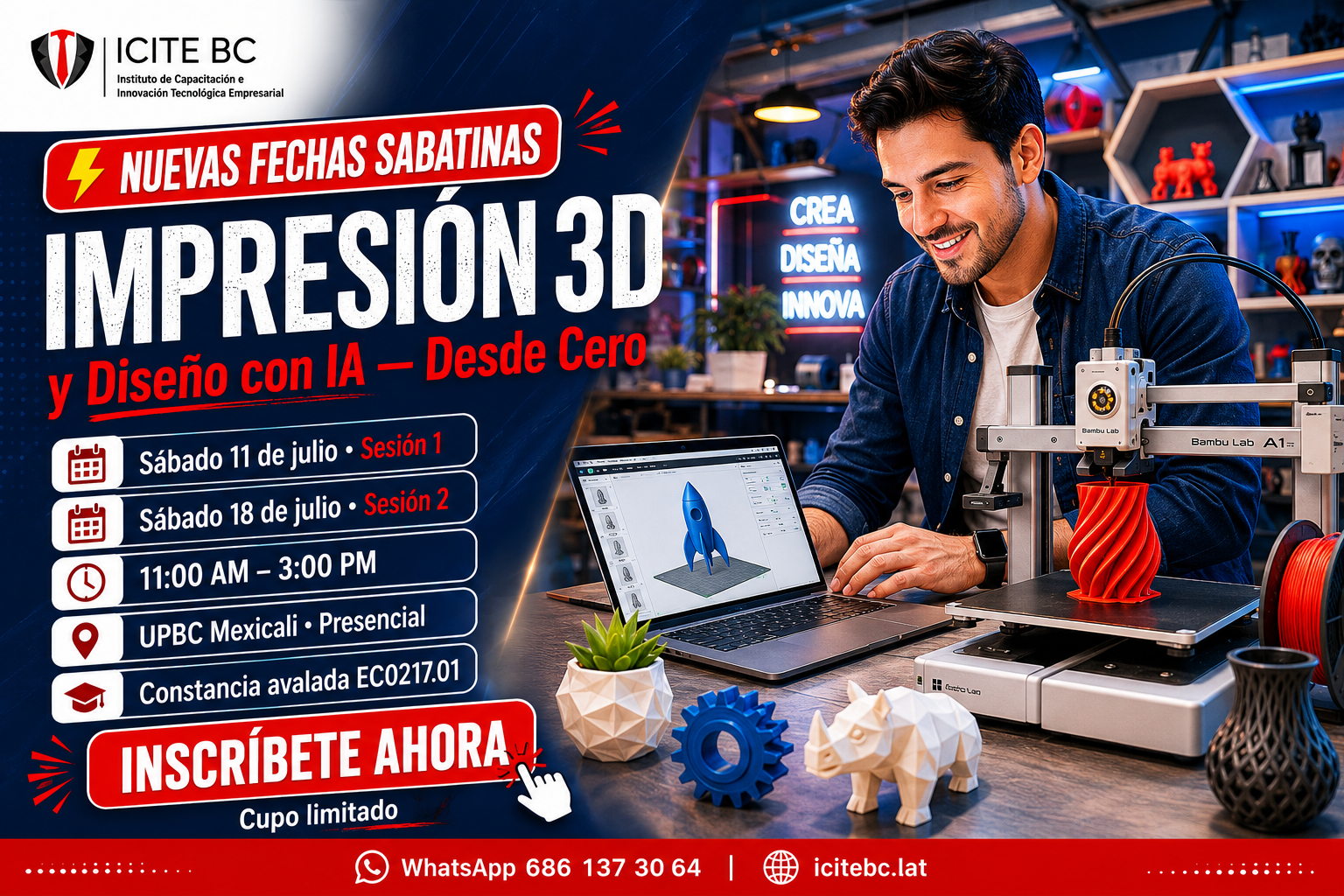 CURSO SABATINO DE IMPRESIÓN 3D y Diseño con IA — Desde Cero