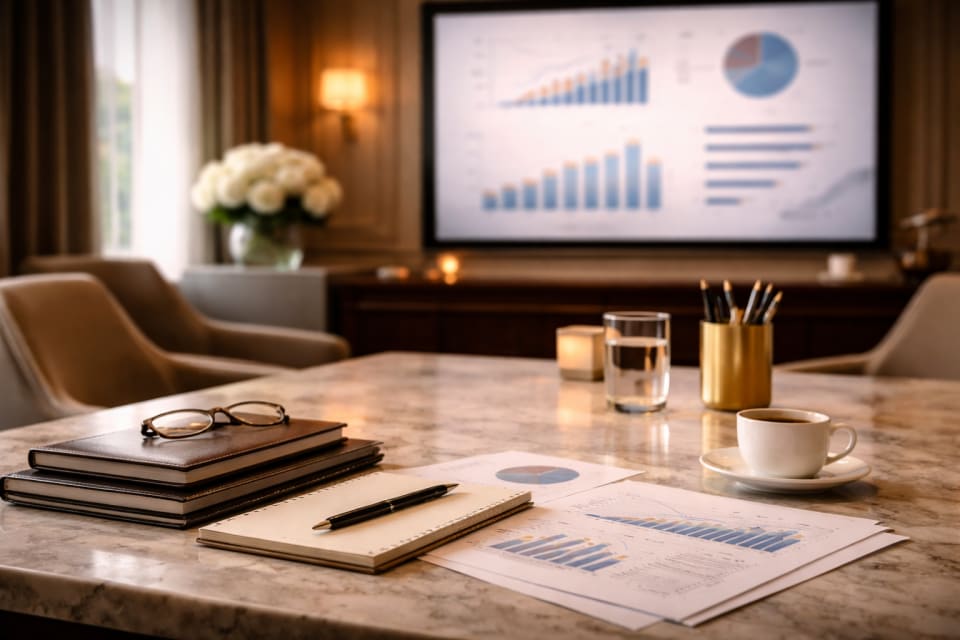 Strategic hotel scene introducing the hotel revenue management explainer video