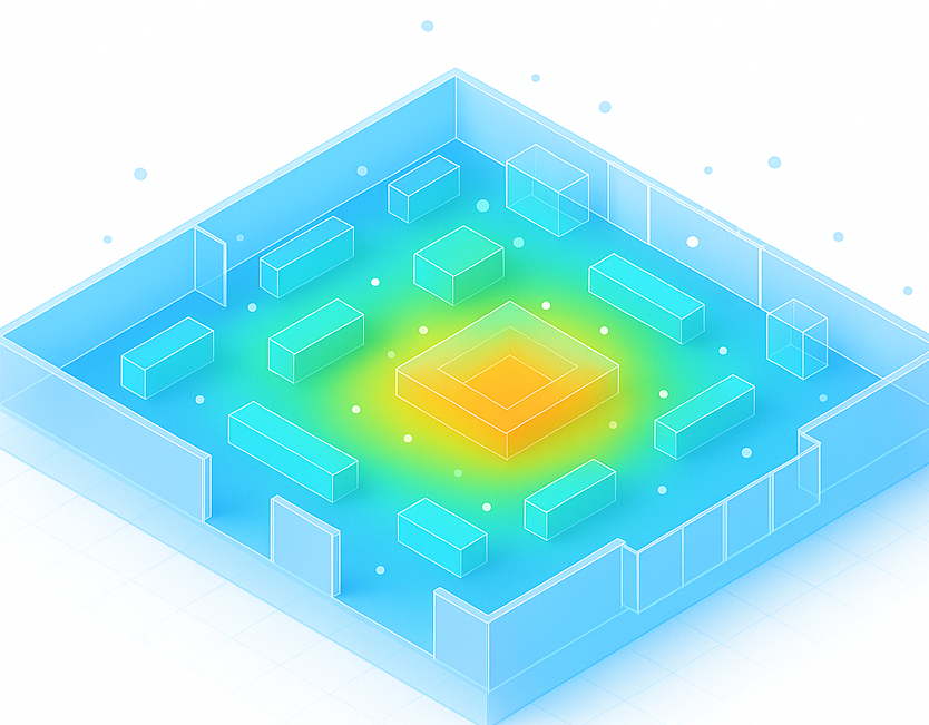 3D retail heatmap visualization showing customer traffic patterns and investment opportunity
