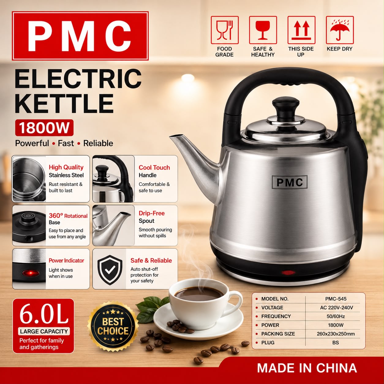 🫖 PMC ELECTRIC KETTLE 6L ☕️ ⚡️