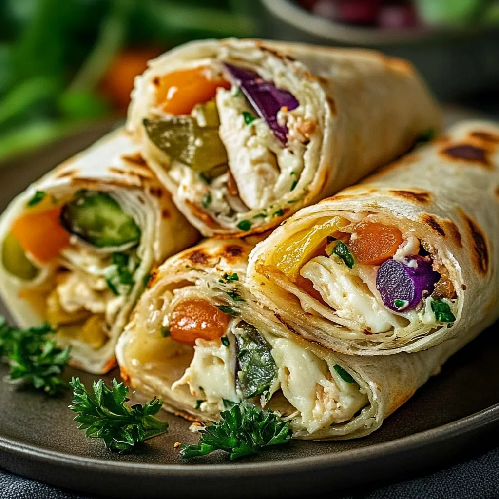 Schnelle Käse-Knoblauch-Hähnchen-Wraps