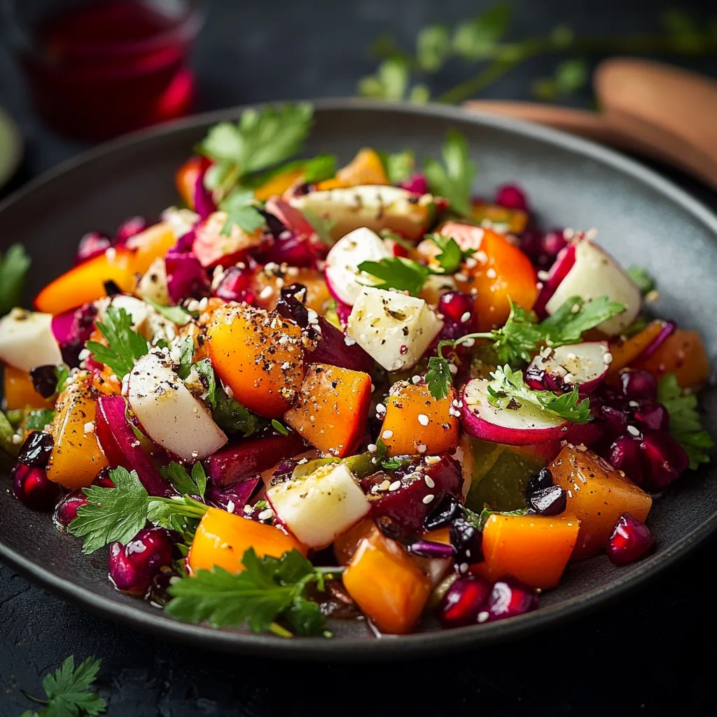 Herbstlicher Salat mit Kürbis und Granatapfelkernen