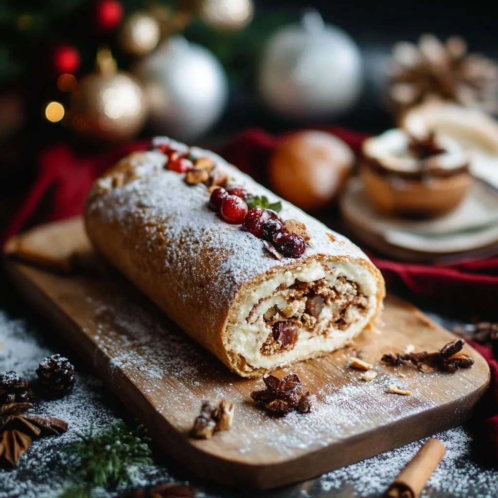 Weihnachtliche Bratapfel Biskuitrolle