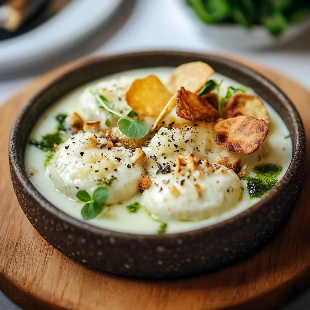 Herzhafte Käse- und Kräuter-Panna-Cotta mit Käsechips