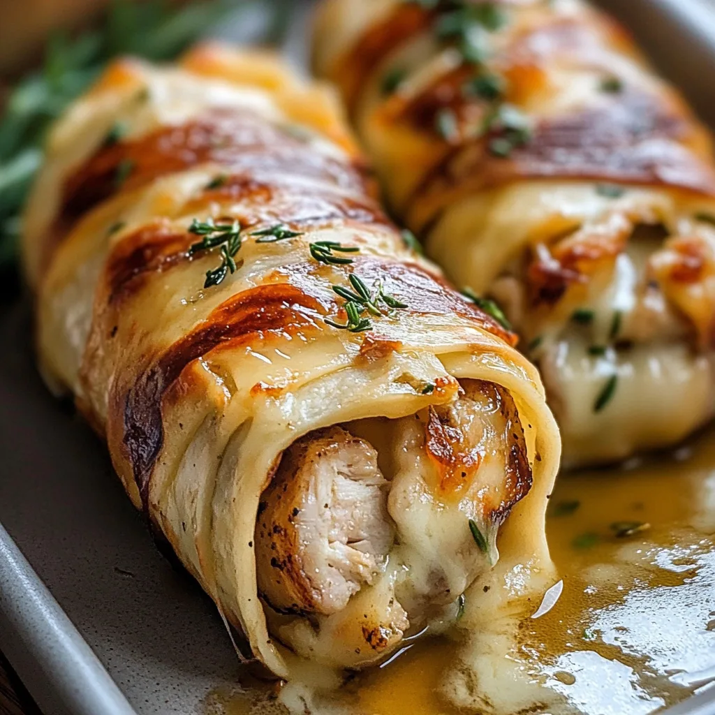 Käsige Knoblauch-Hähnchen-Wraps