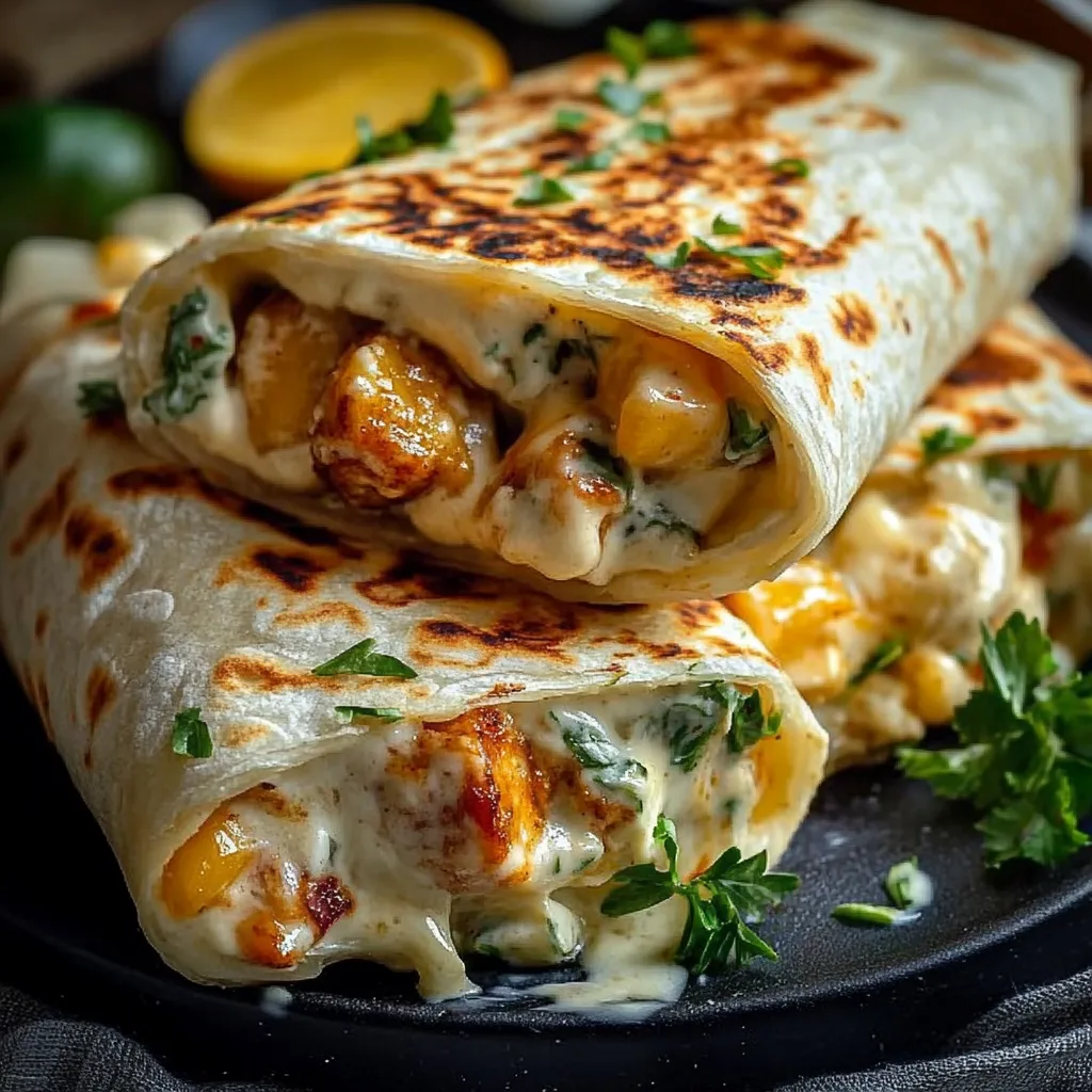 Schnelle Käse-Knoblauch-Hähnchen-Wraps