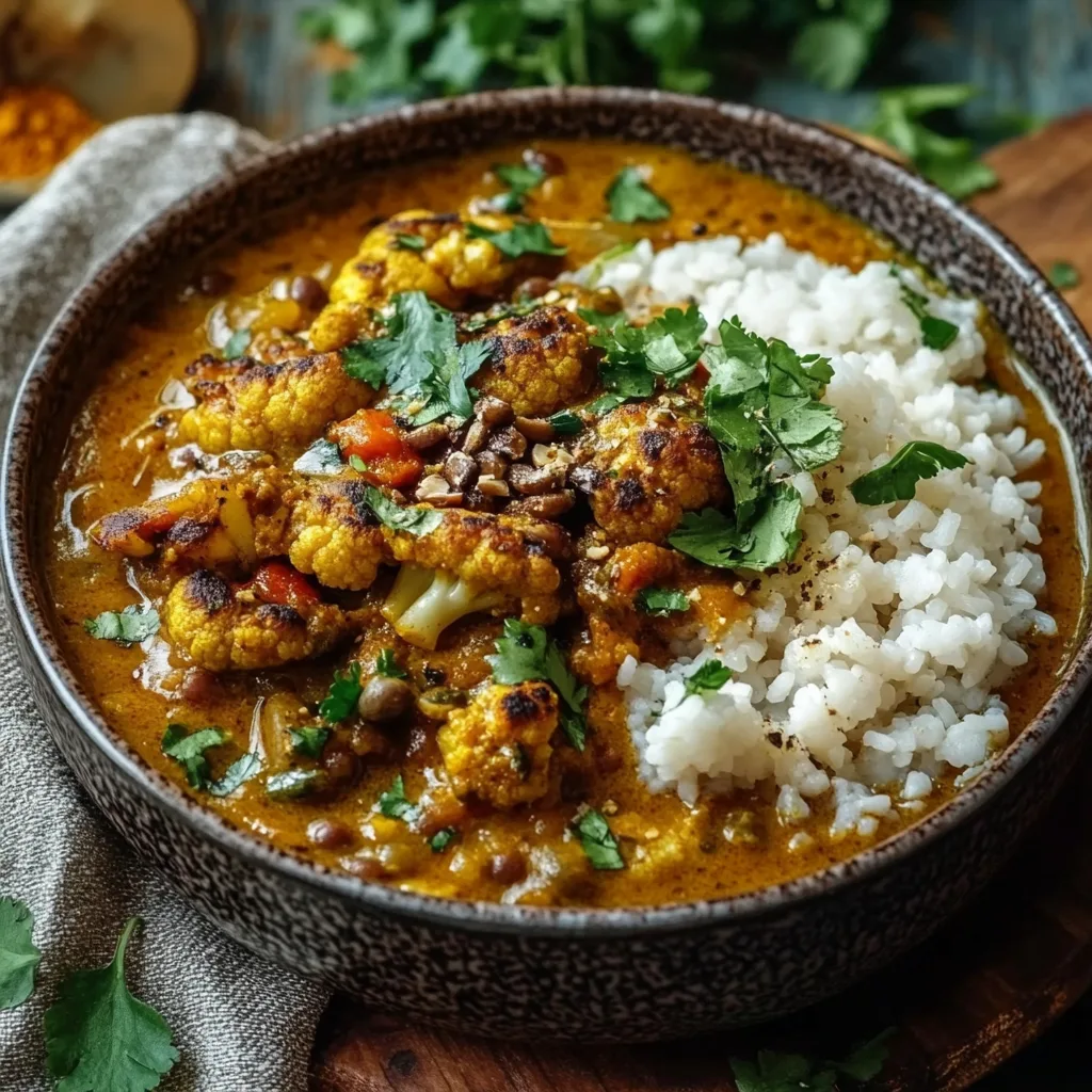 Geröstetes Blumenkohl Linsen Curry