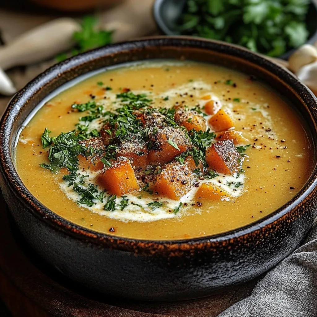 Würzige Kürbis-Linsen-Suppe