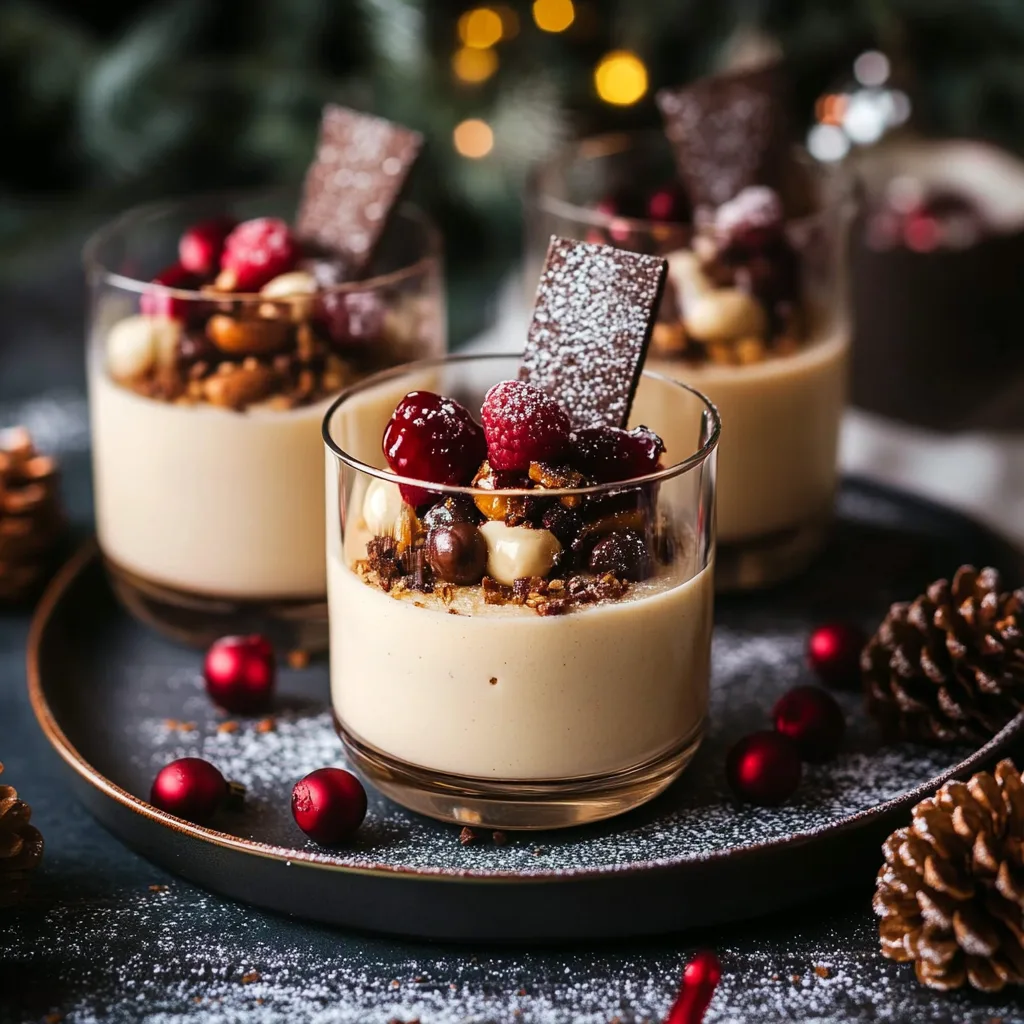 Lebkuchen Panna Cotta mit Glühweinkirschen