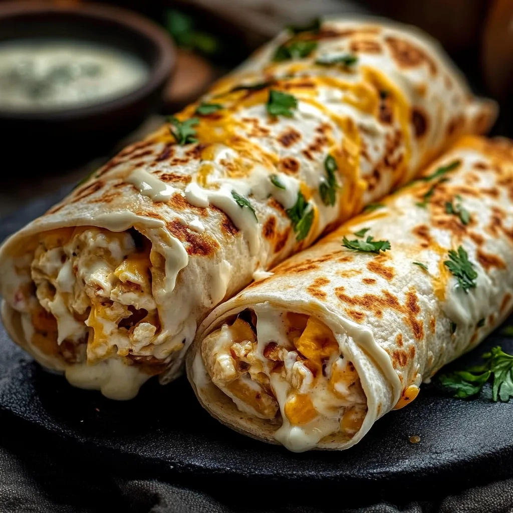 Schnelle Käse-Knoblauch-Hähnchen-Wraps