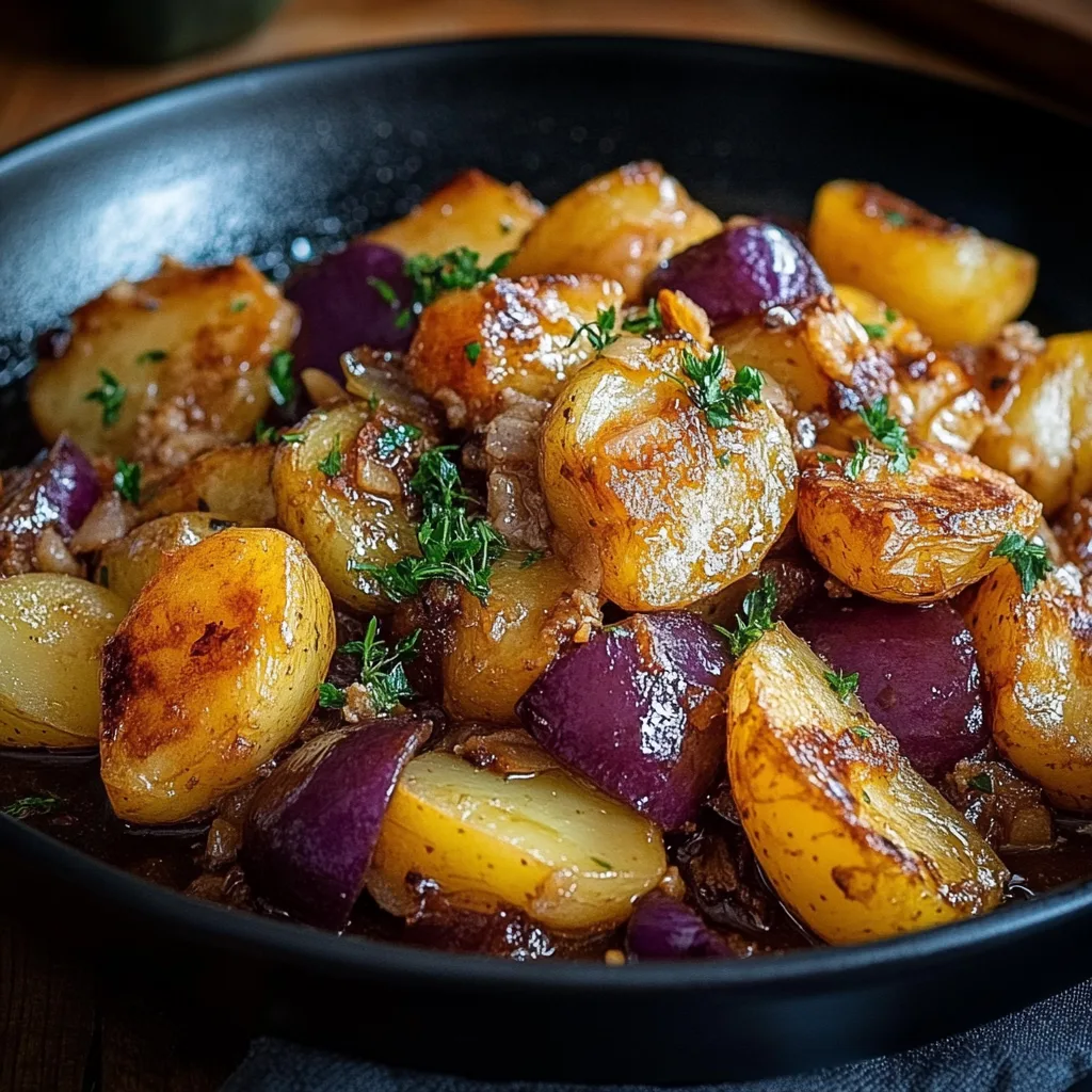 Rotkohl-Pfanne mit Kartoffeln