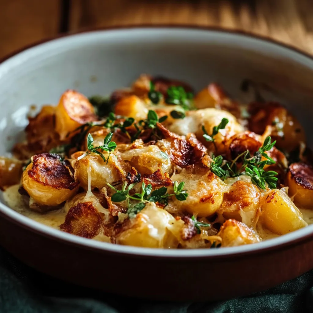 Rosenkohl-Hack-Auflauf auf Kartoffelpüree