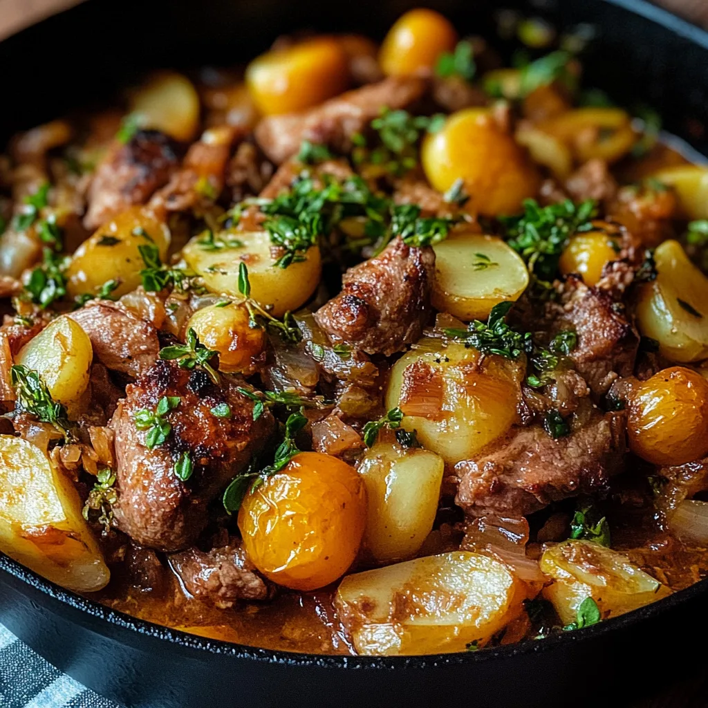 Würzige Rosenkohl-Hackfleisch-Pfanne