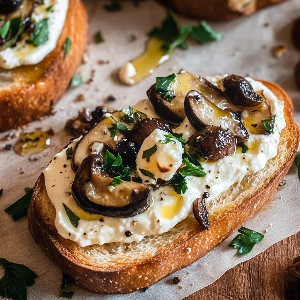 Schnelle Bruschetta mit Trüffelricotta & Champignon