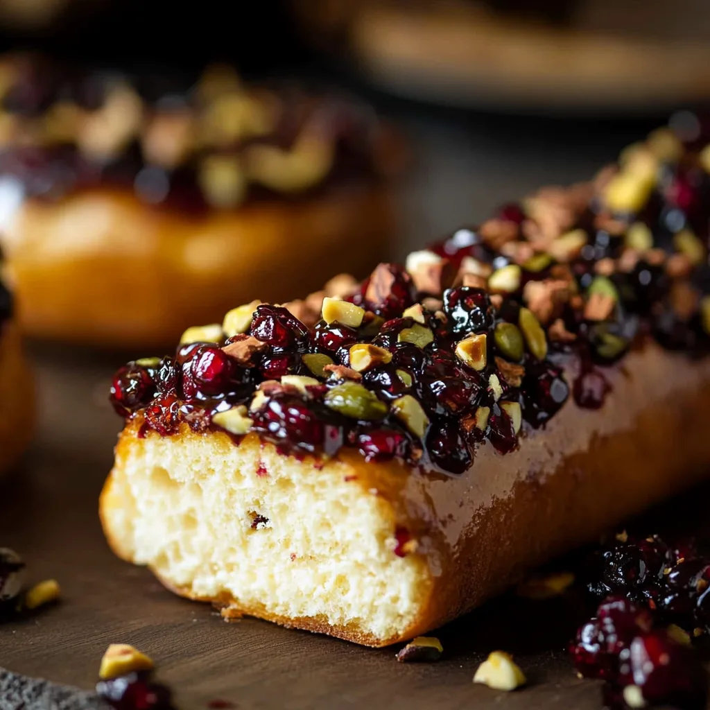 Frischkäserolle mit Cranberries, Honig und Pistazien