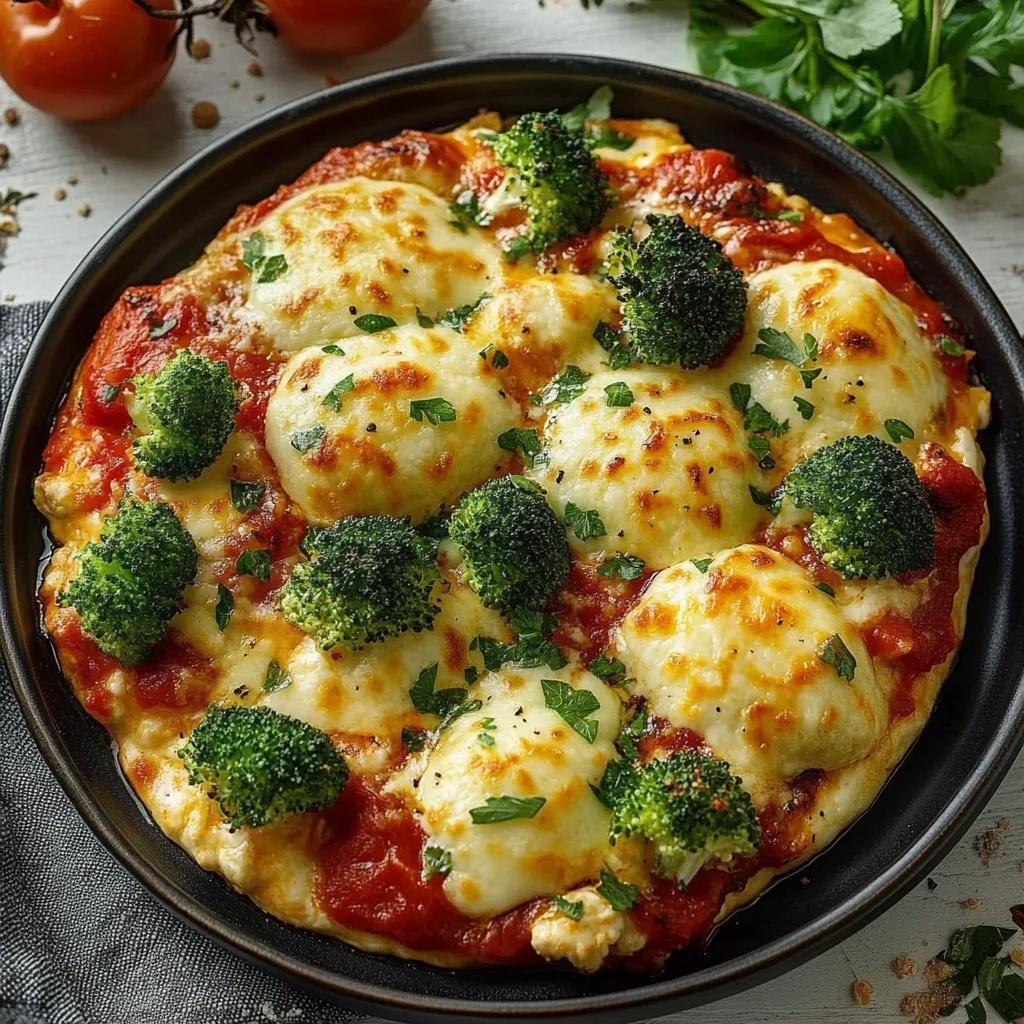 Brokkoli-Blumenkohl mit Tomatensauce und Mozzarella