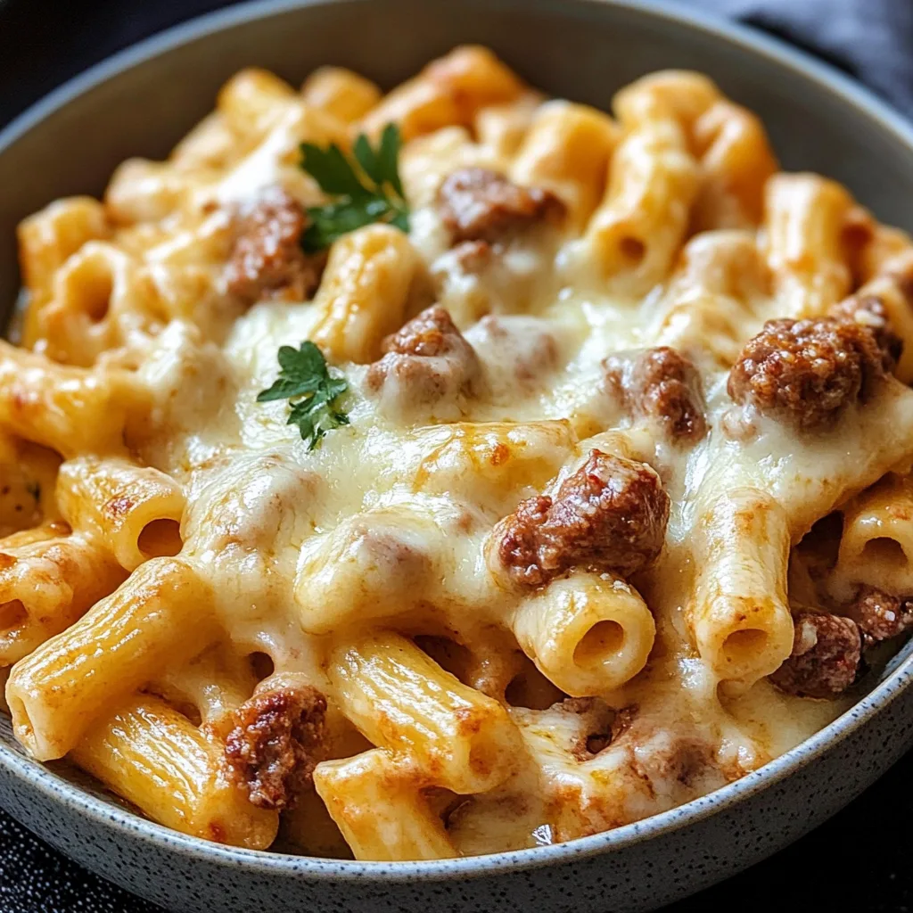 Wurst-Nudel-Pfanne mit Käse