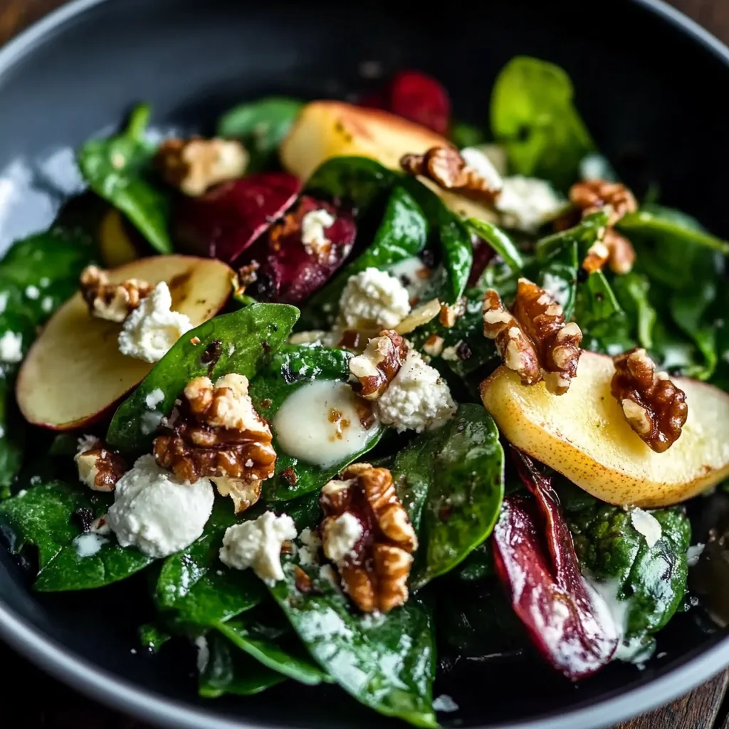 Spinat, Apfel, Gorgonzola & karamellisierte Walnüsse