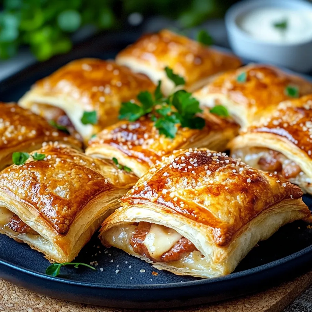 Knusprige Blätterteigtaschen mit Käse und Schinken