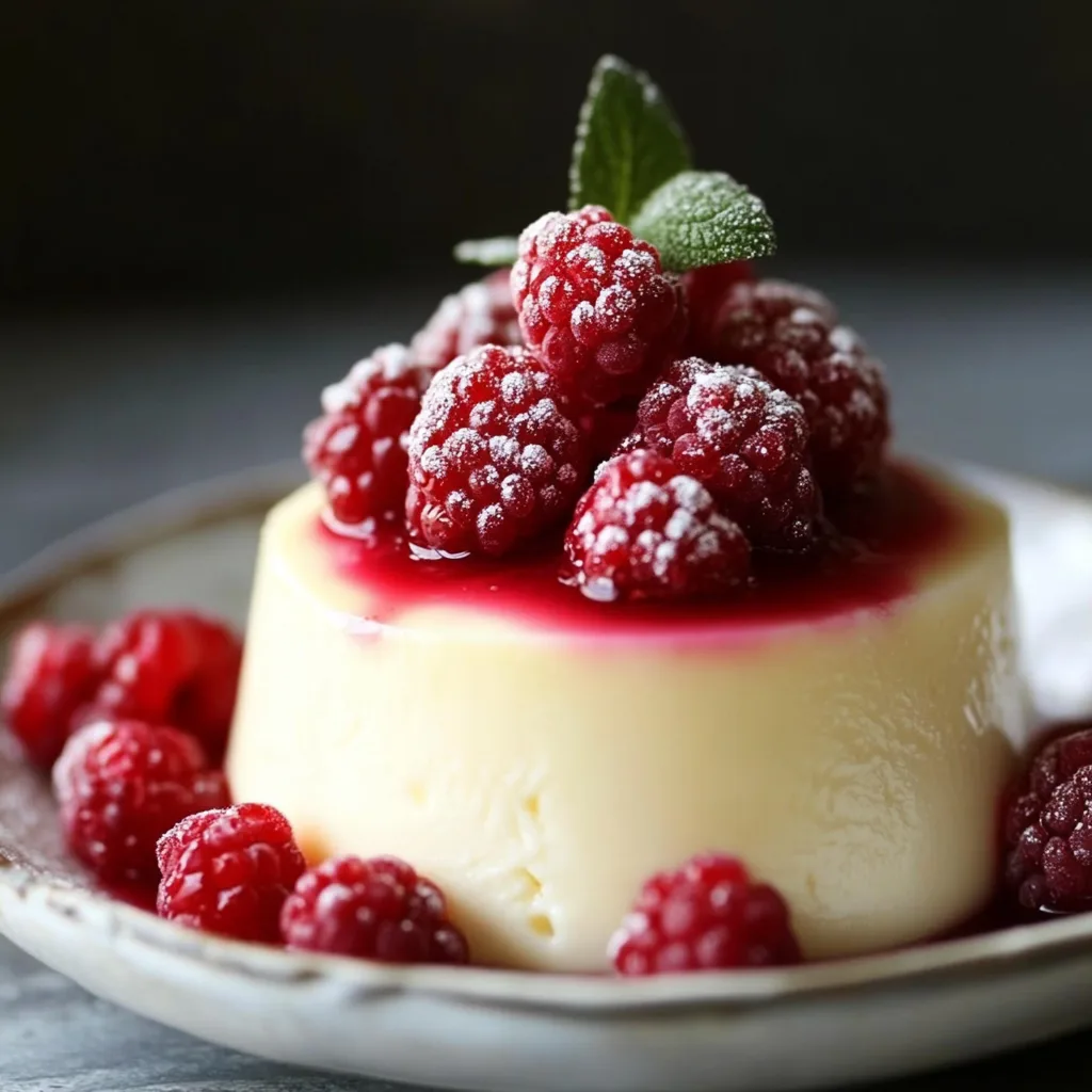 Leichtes Panna Cotta mit Himbeeren
