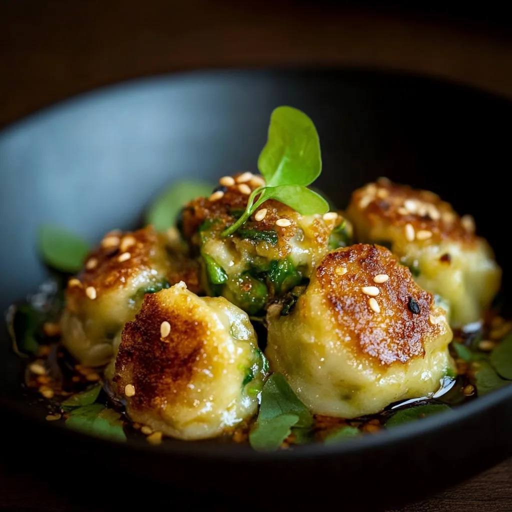 Spinatknödel mit Rollgerstl-Miso-Butter