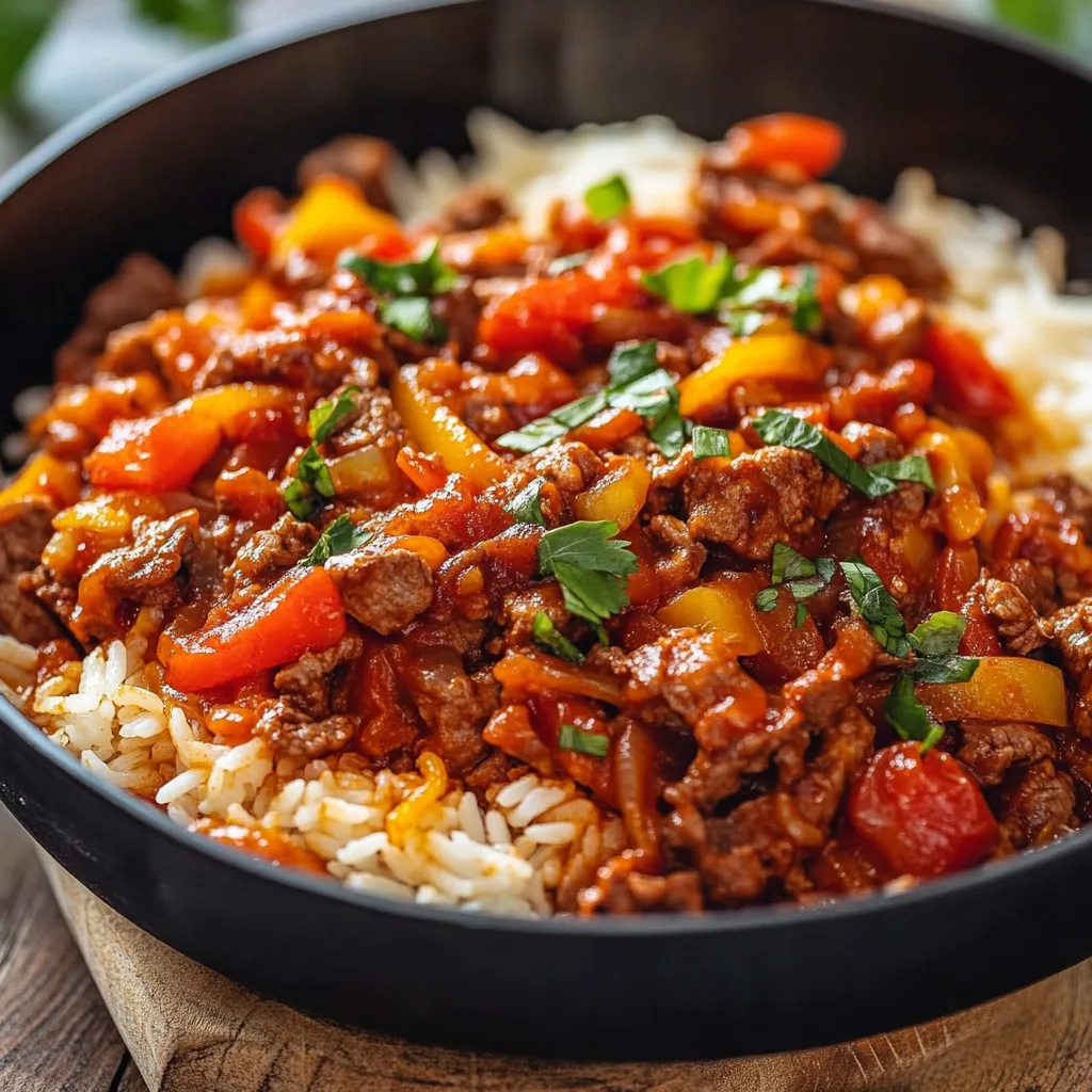 Paprika-Reis-Pfanne mit Hackfleisch