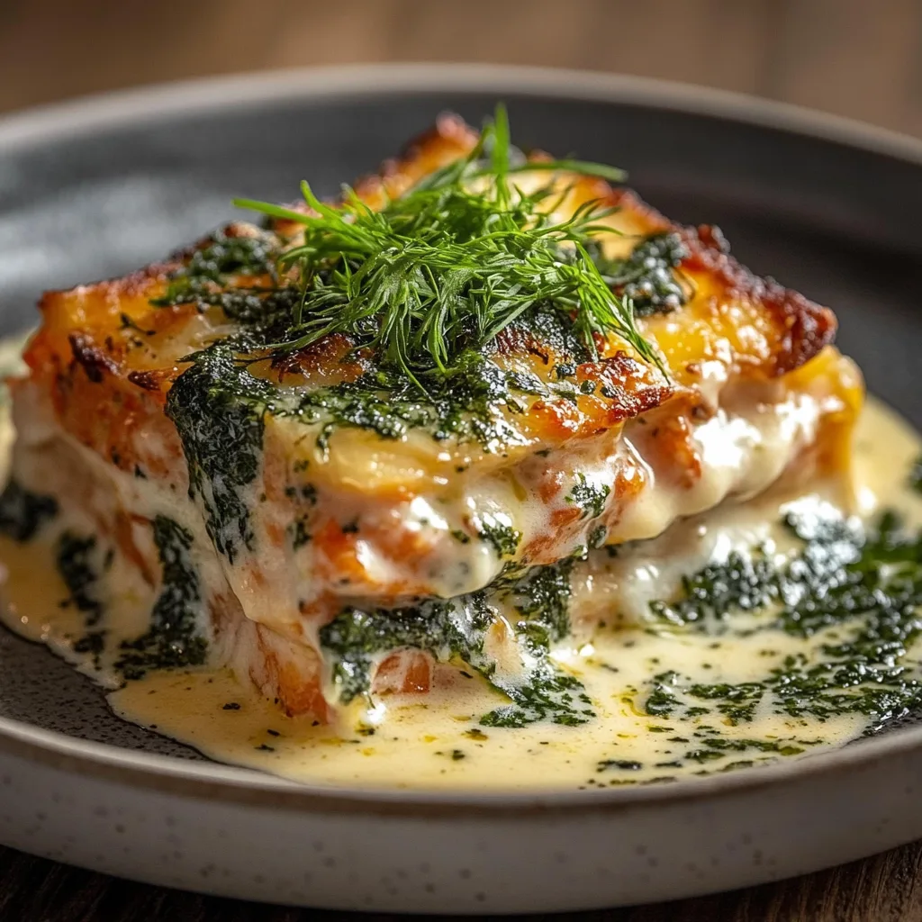 Lachs-Spinat-Lasagne mit Sahnesoße