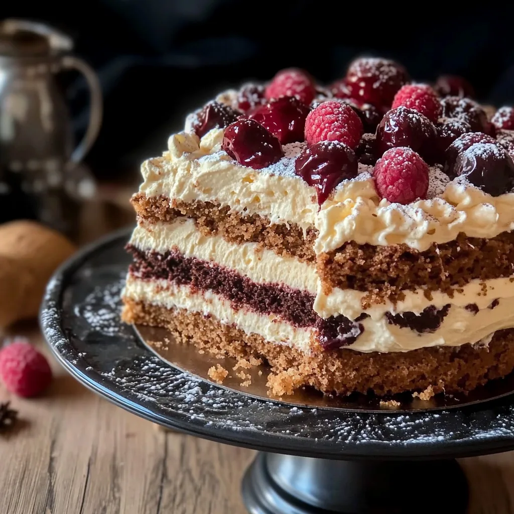 Kirschtorte mit Zimtsahne und Schokoboden