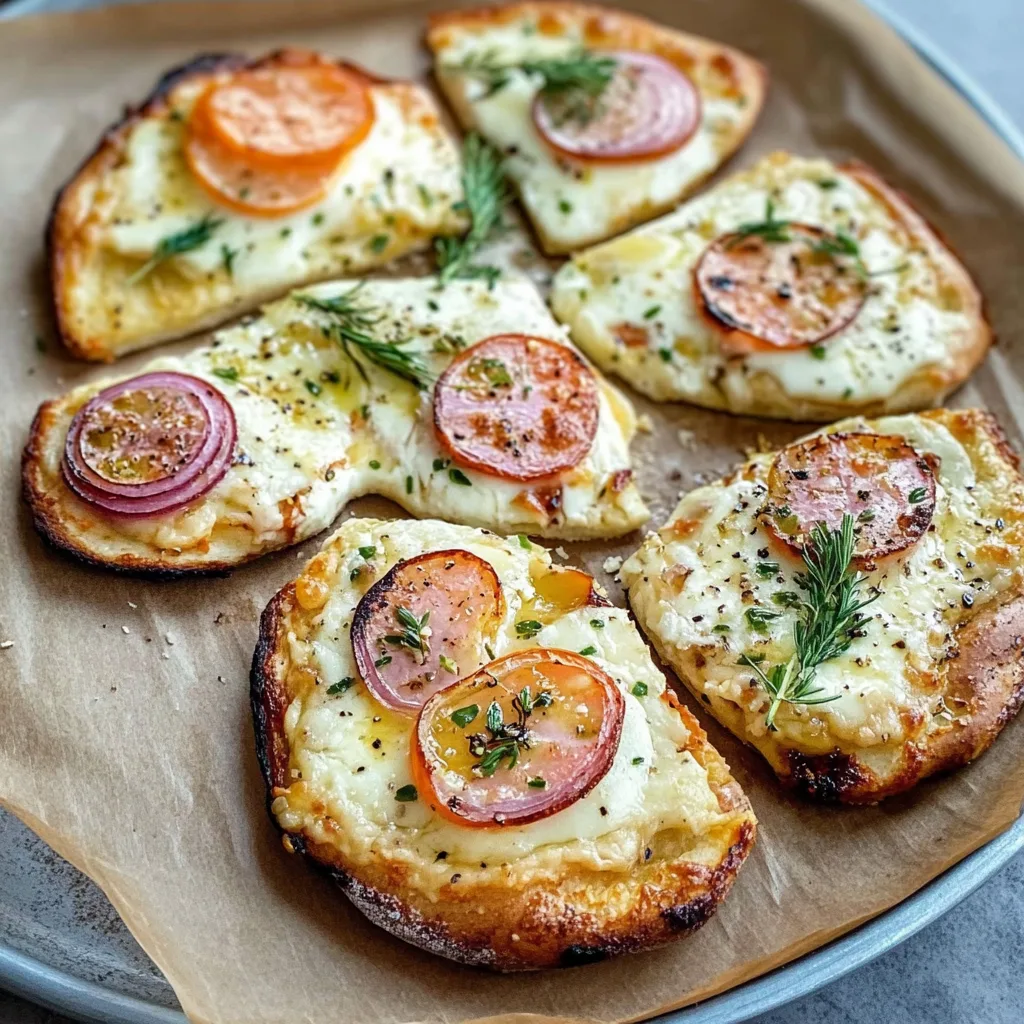Flammkuchen Brote mit Käse überbacken