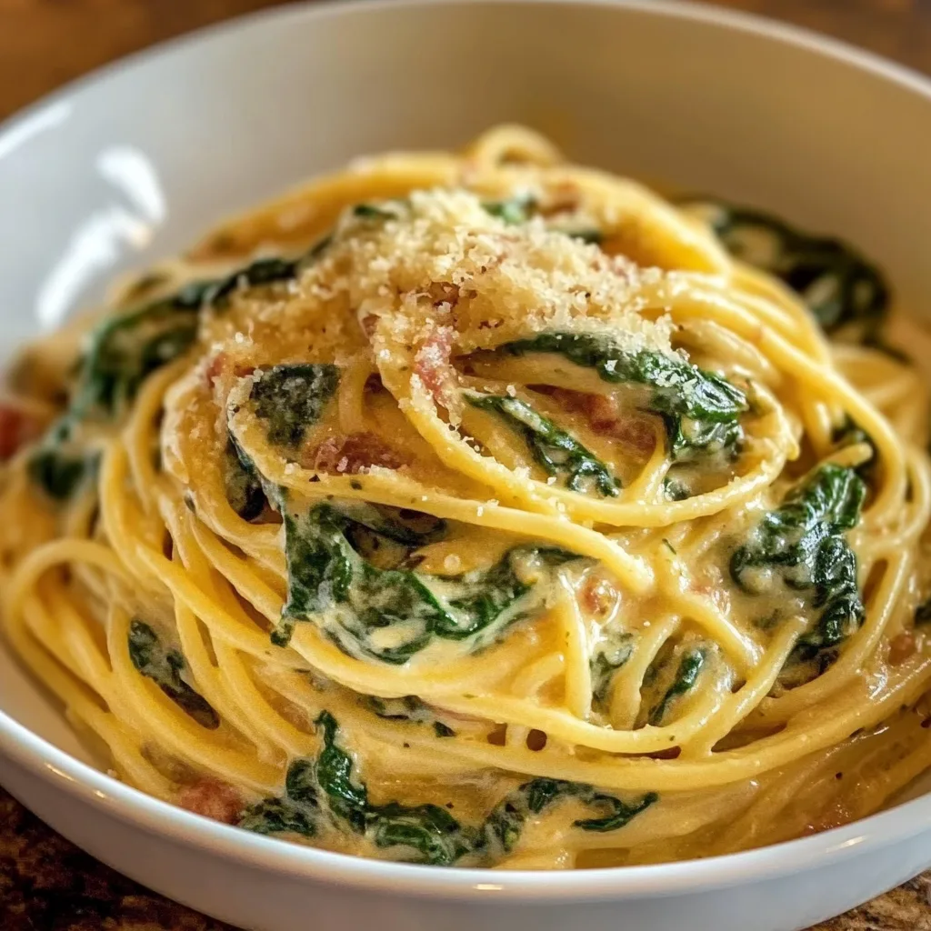 Spaghetti mit Spinat Frischkäse-Sauce
