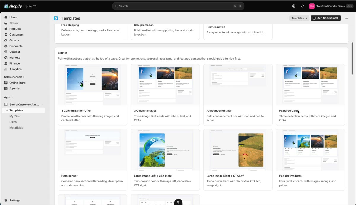 Templates and layout starters