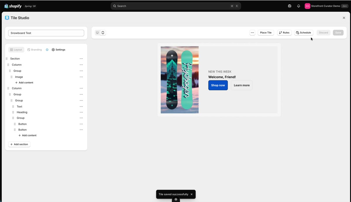 Scheduling tiles