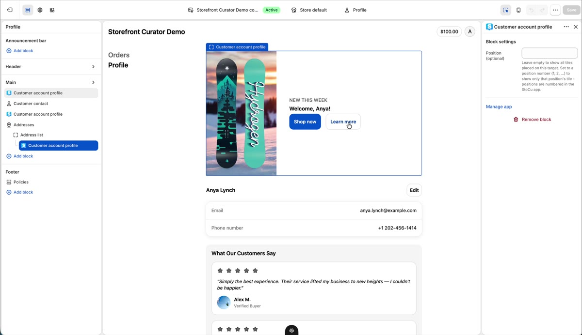 Dynamic text with customer data