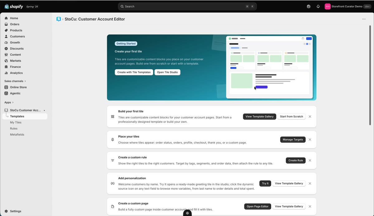 Build a custom account page