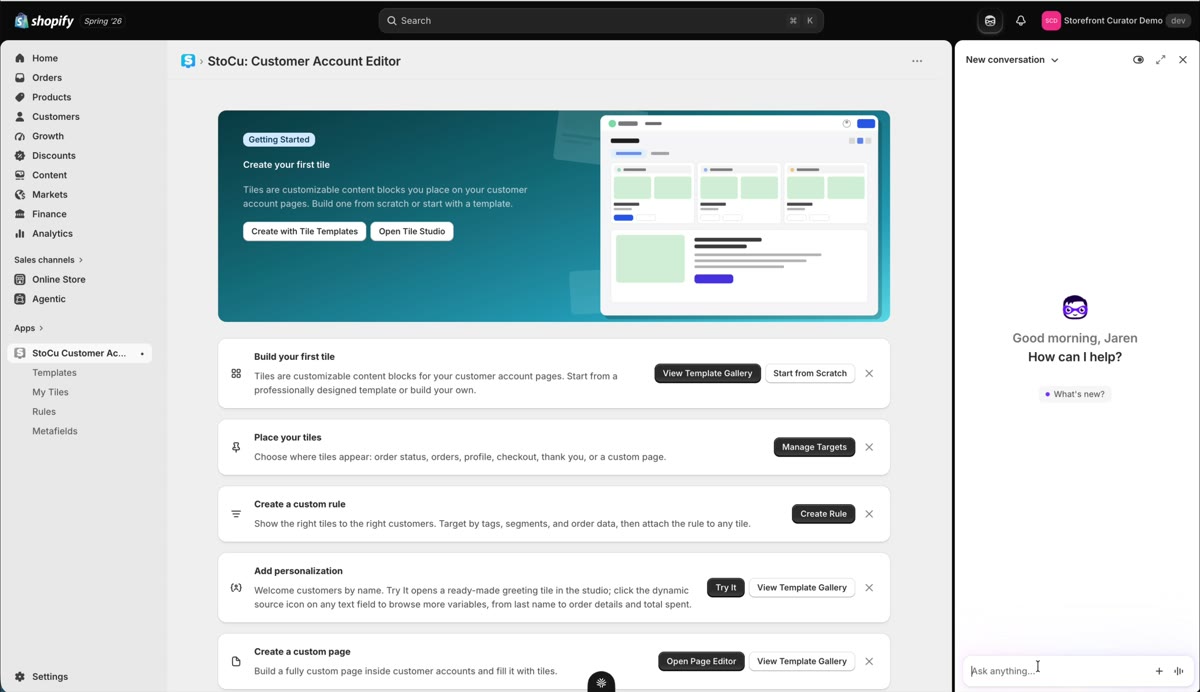Create a tile by chatting with Sidekick
