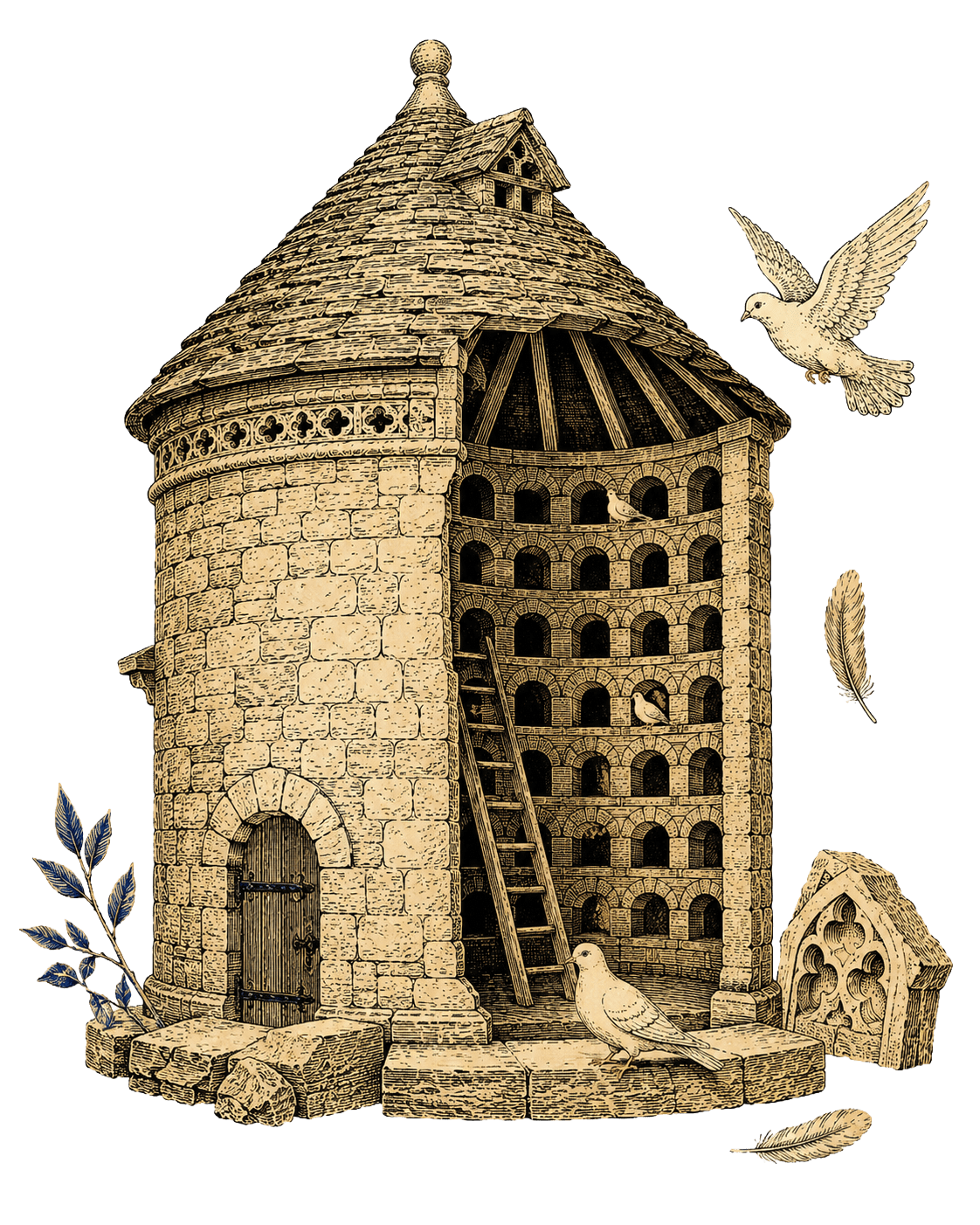 The dovecote, the part of the household that survived