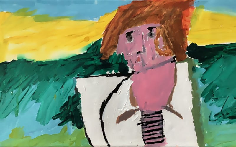 Artist Collette Moran's Celtic Tales painting of a figure with auburn hair in a landscape