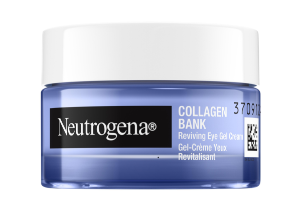 Neutrogena Collagen Bank Reviving Eye Gel Cream in blue jar with white lid