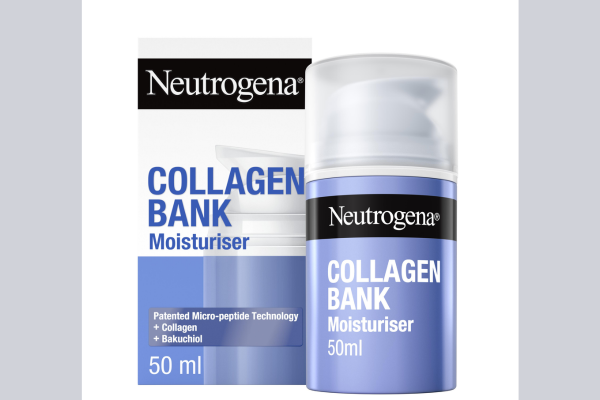 Neutrogena Collagen Bank Moisturiser 50ml bottle with pump dispenser and product box