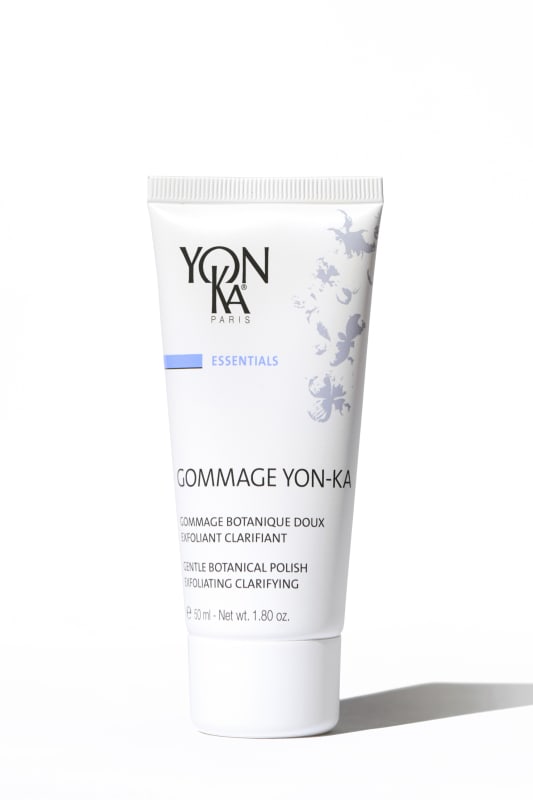 Yon-Ka Paris Gommage Yon-Ka gentle botanical exfoliating polish tube, 50ml, white packaging.