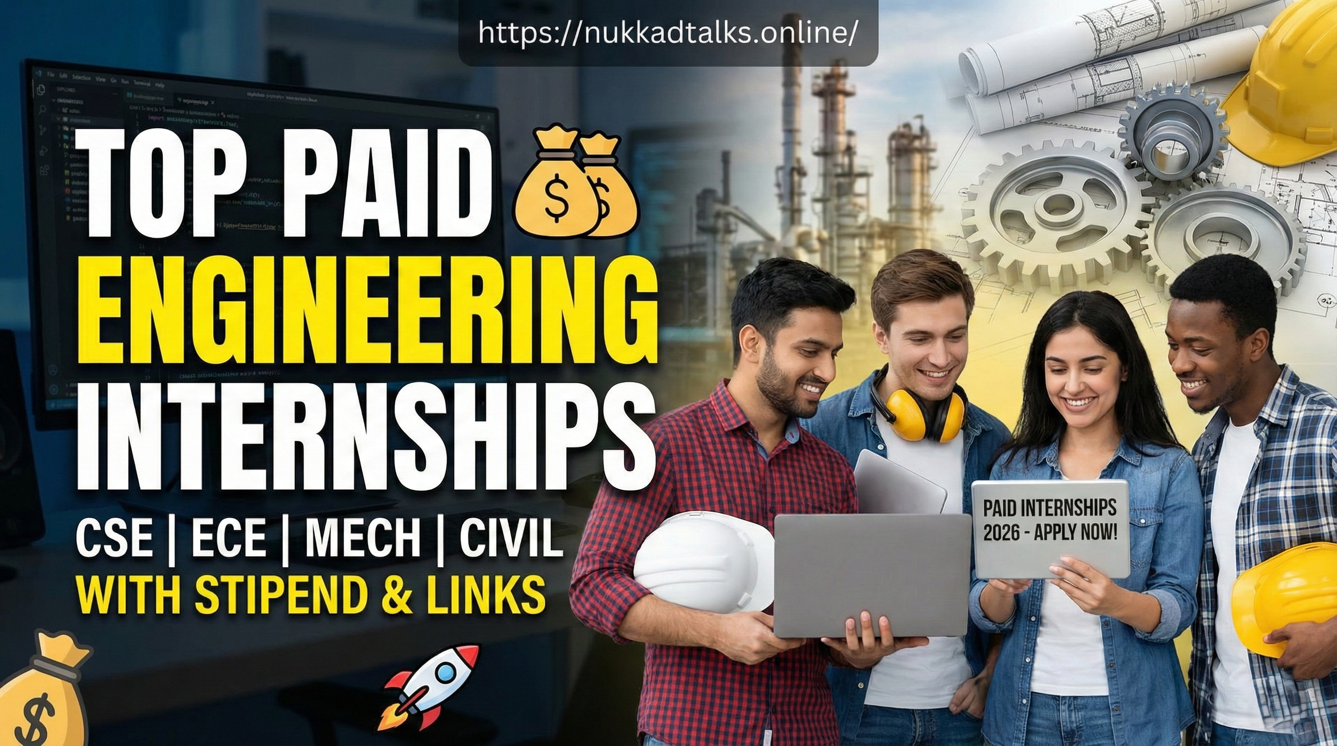 Top Paid Internships for Engineering Students in 2026: CSE, ECE, Mechanical & Civil (With Apply Links)s