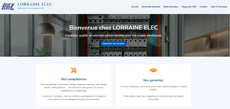 Aperçu du site Lorraine Elec