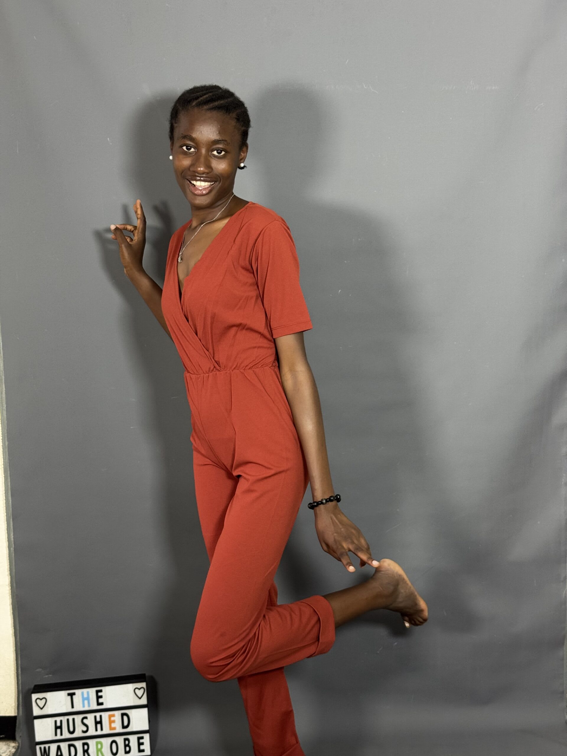 Red Front Wrap Jump suit - Image 3